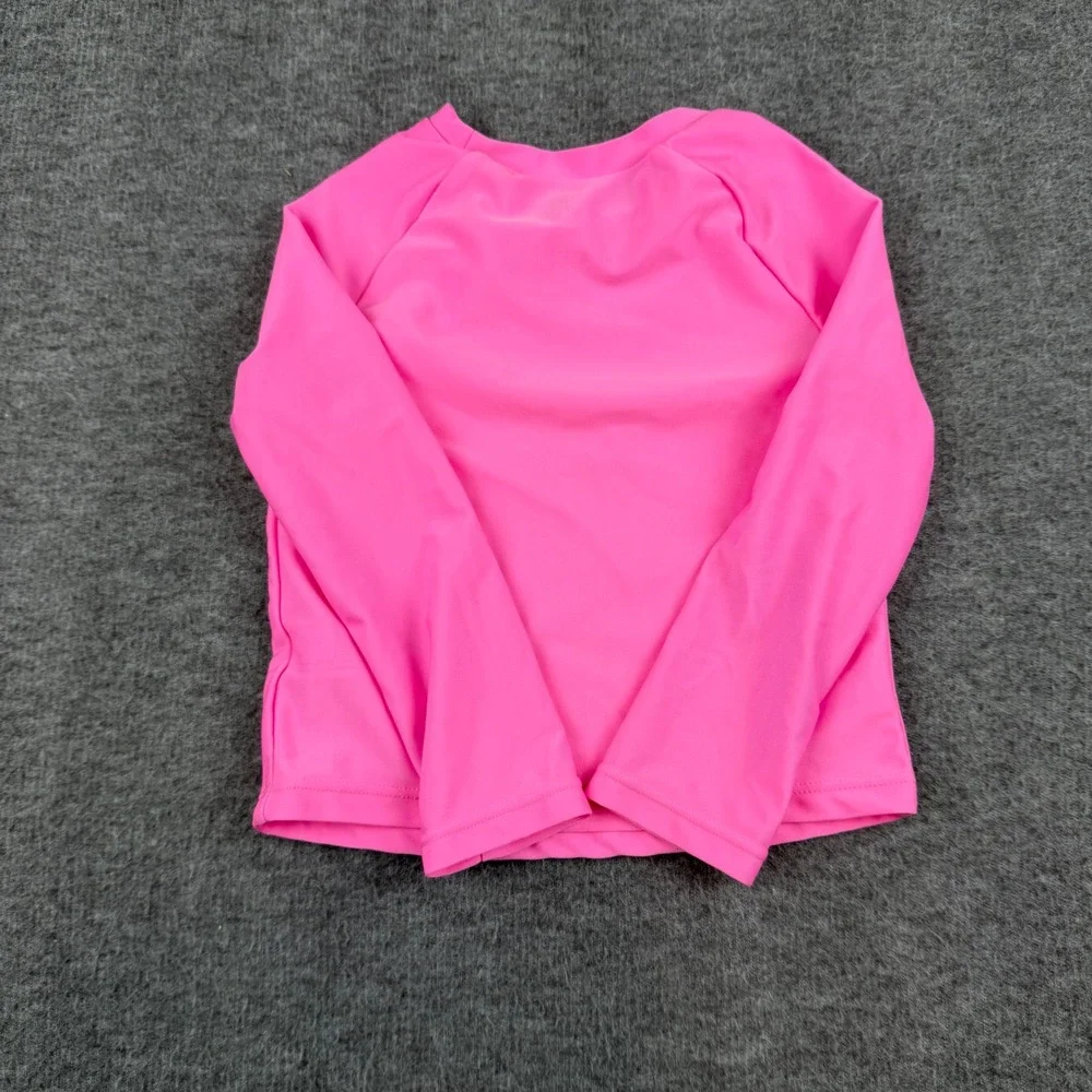 Cat & Jack Rash Guard Kids 3T Pink Happy Little Sunshine Long‎ Sleeve Swim Top